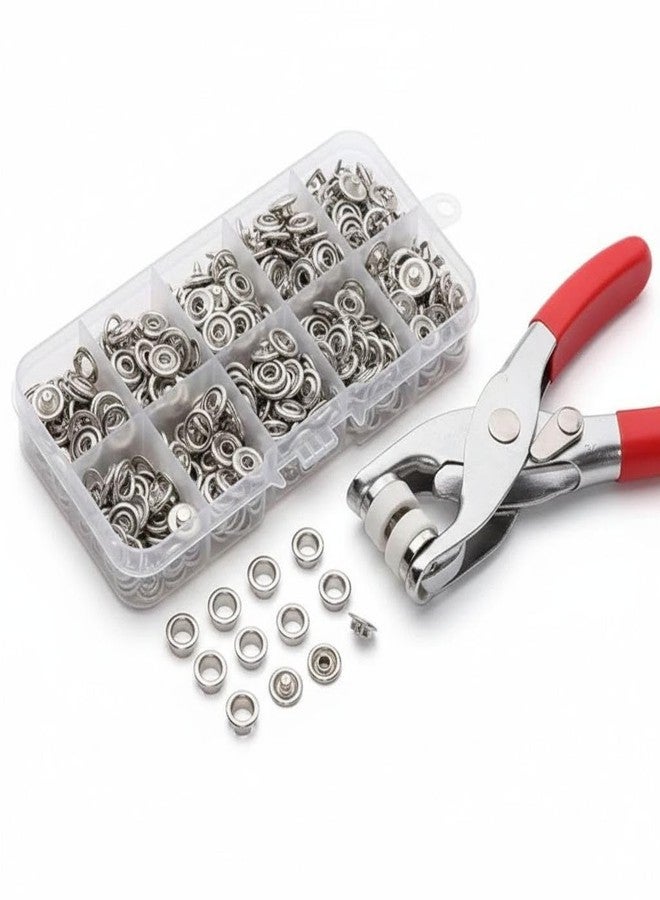 Dimitra Premium Snap Buttons Kit - 100 Sets 9.5mm Metal Fasteners Hand Pliers Tool, Five-Claw Copper Buckles for Sewing, DIY Crafts, Baby Clothes, Hats, Bibs & Rompers (Pack of 1) - Image 1